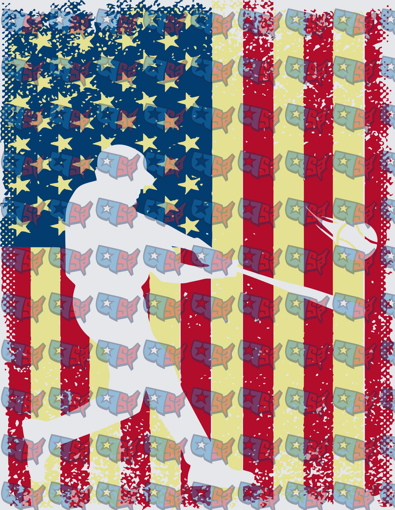 Patriotic Baseball Batter Silhouette American Flag (DTF)