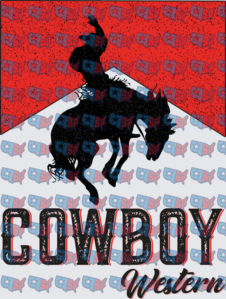 Cowboy Western Rodeo Bronc Rider Silhouette (DTF)