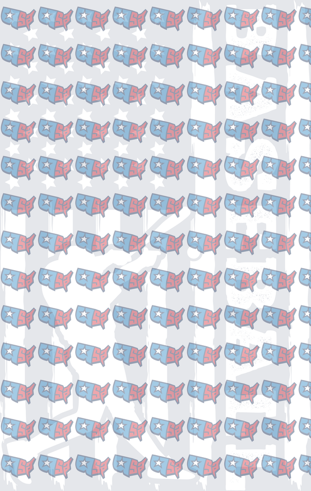 Patriotic USA Map Pattern with Stars (DTF)