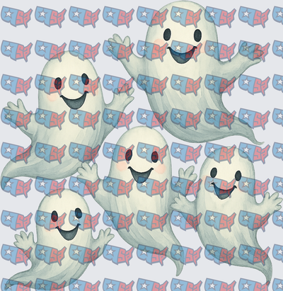 Cute Happy Ghost Pattern Halloween Repeat (DTF)