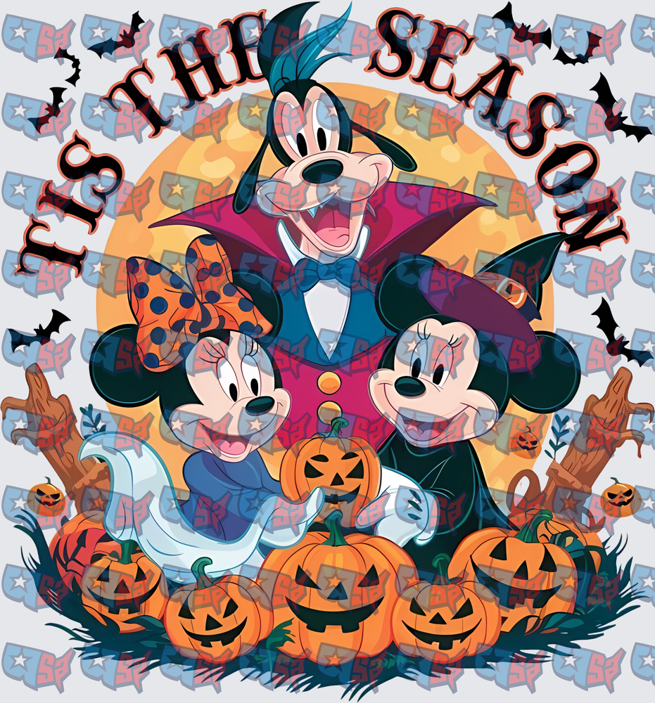 Tis The Season Halloween Cartoon Characters Pumpkins (DTF)