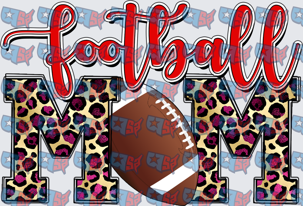 Football Mom Leopard Print Script Letter Design (DTF)