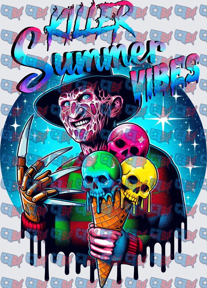Killer Summer Vibes Freddy Skull Ice Cream (DTF)
