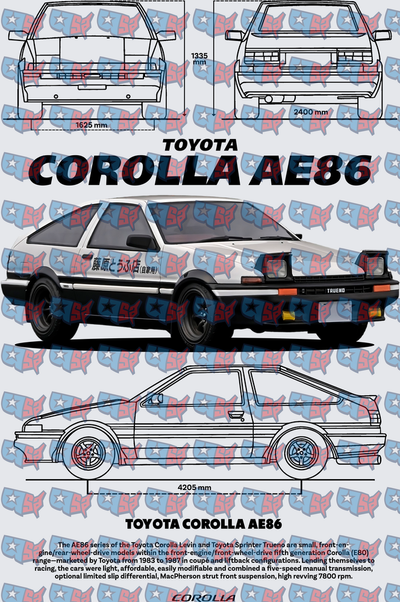 Initial D AE86 Trueno Blueprint Spec Sheet (DTF)