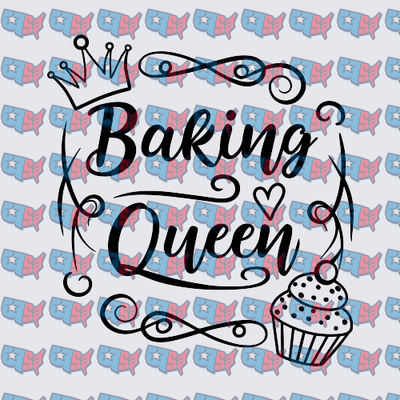 Baking Queen Crown Cupcake Decorative Script (DTF)