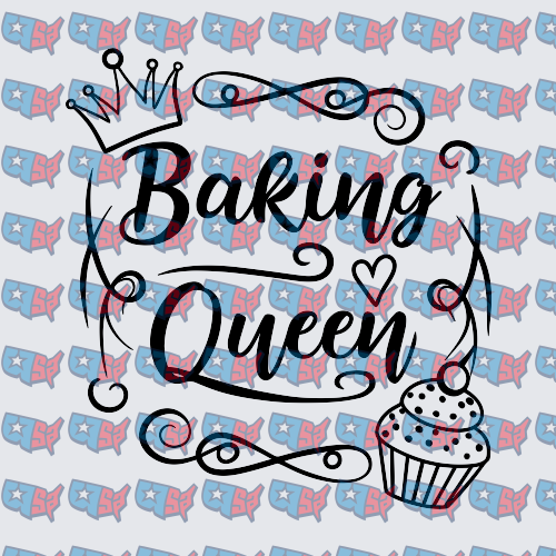 Baking Queen Crown Cupcake Decorative Script (DTF)