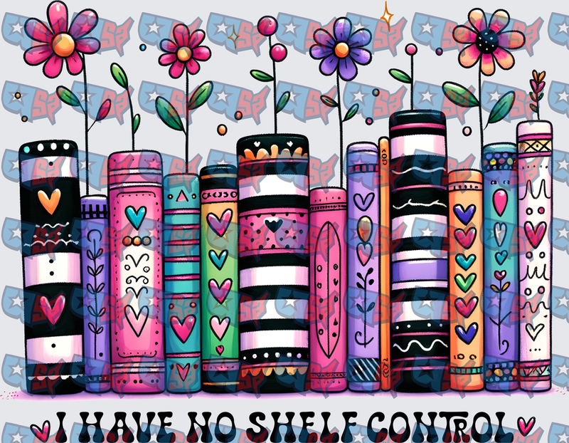 I Have No Shelf Control Colorful Boho Books Floral (DTF)