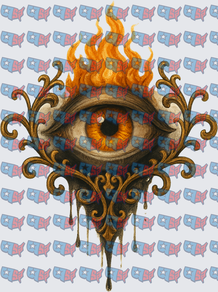 Flaming All-Seeing Eye Gold Filigree Dripping (DTF)