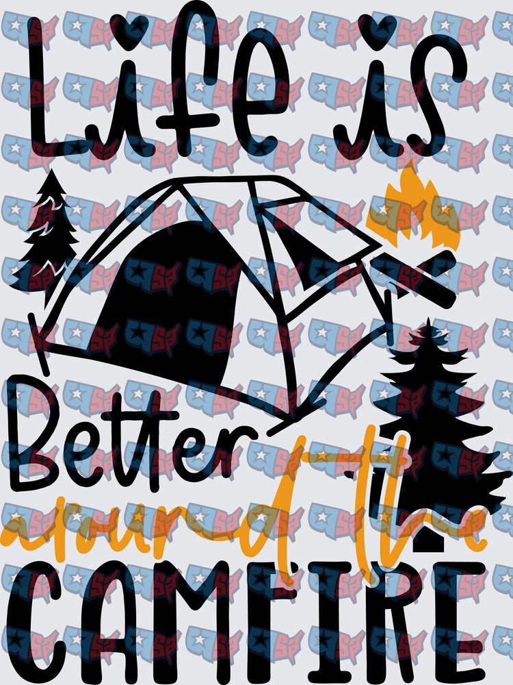 Life Is Better Around The Campfire Tent Trees (DTF)