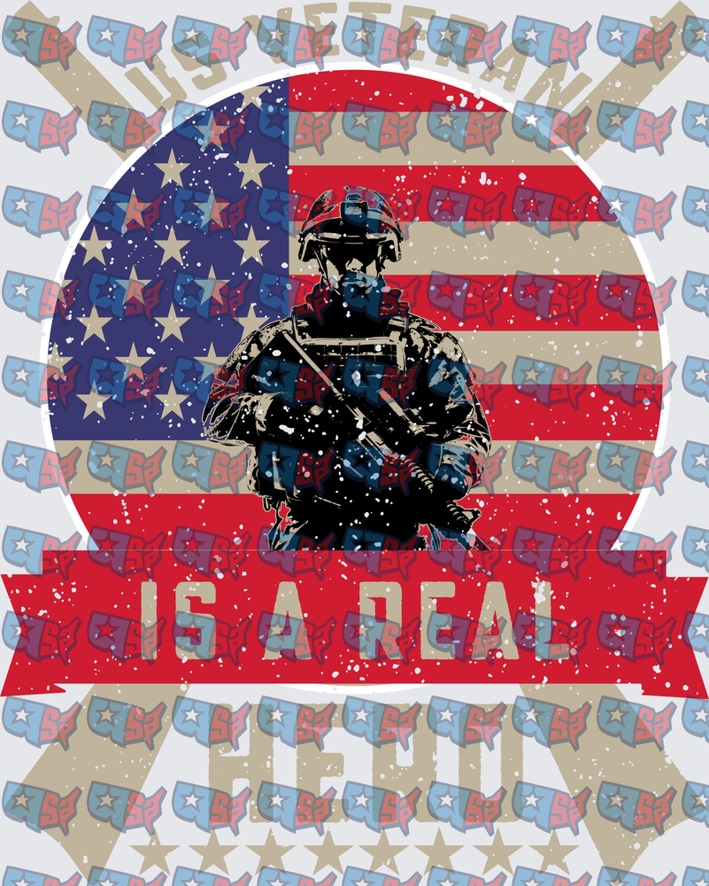 Every Veteran Is A Real Hero American Flag Soldier (DTF)