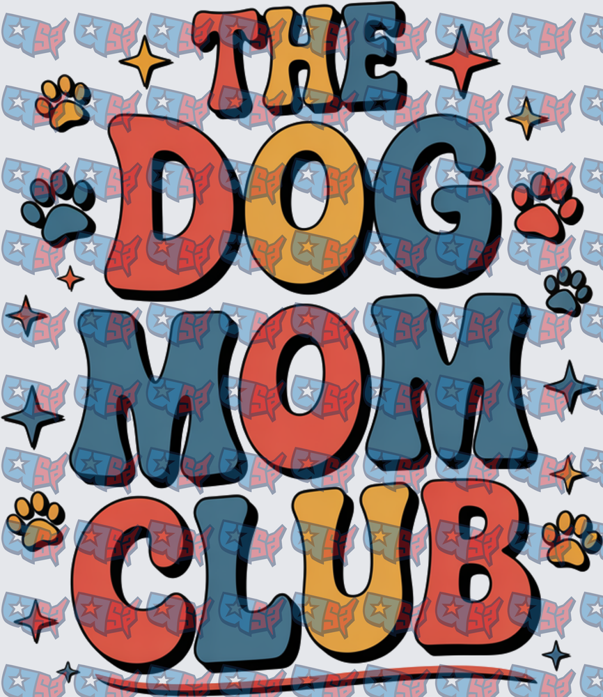 The Dog Mom Club Retro Paw Print Design (DTF)