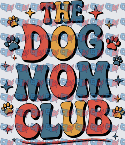 The Dog Mom Club Retro Paw Print Design (DTF)
