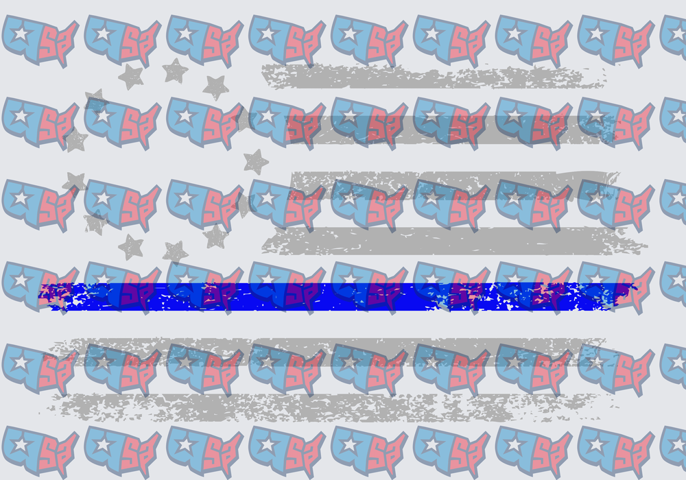 Thin Blue Line Flag USA Map Pattern (DTF)