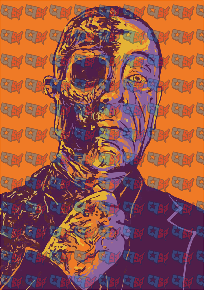 Bald Man Pop Art Portrait Bold Colors (DTF)