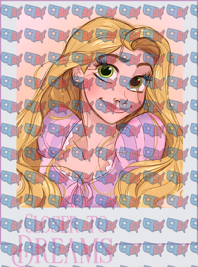 Long Haired Princess Closer To Dreams Portrait (DTF)
