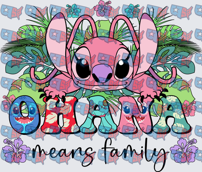 Angel Ohana Means Family Tropical Floral Design (DTF)