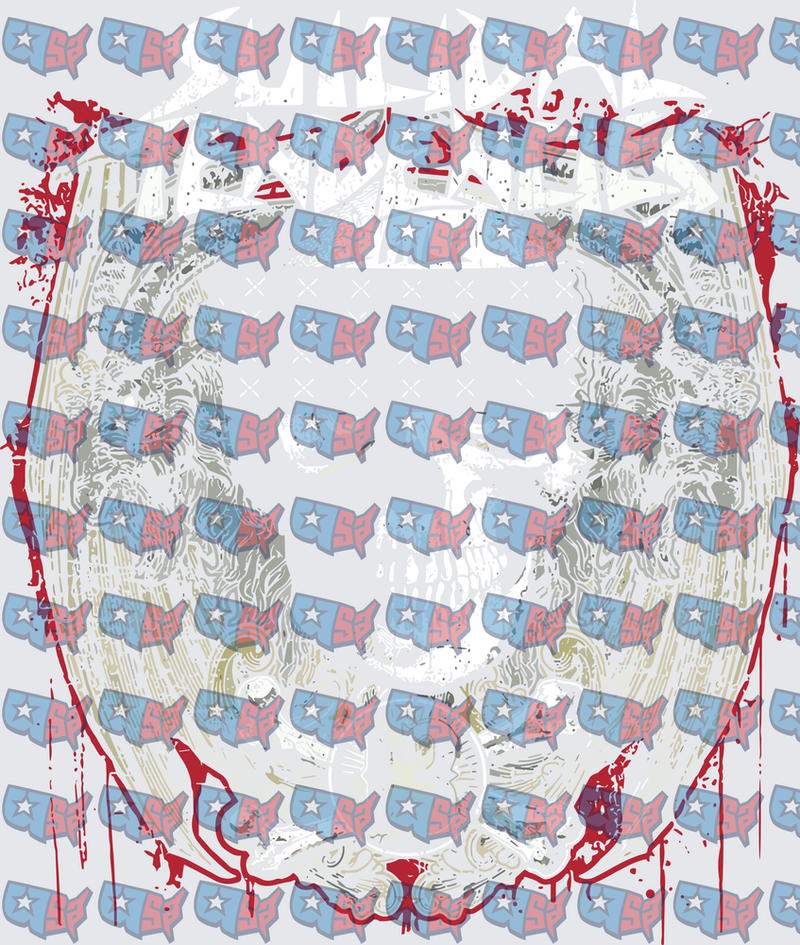 Patriotic USA Map Pattern Skull Blood Splatter (DTF)