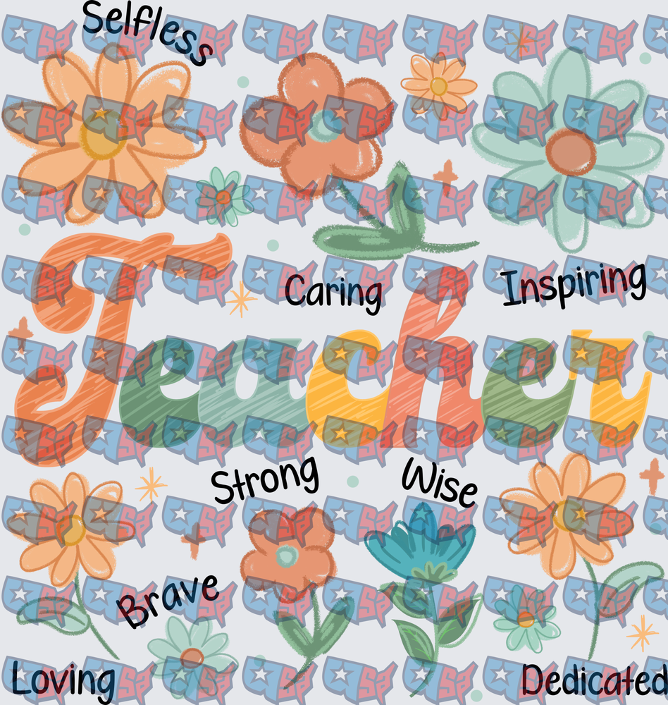 Teacher Floral Inspirational Words Colorful Design (DTF)