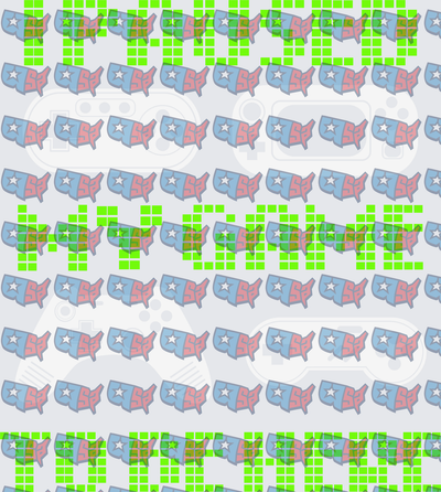 USA Map Stars Pattern Gaming Controller Green Pixel Text (DTF)