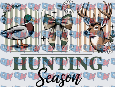 Hunting Season Mallard Duck Deer Camo Bow Floral (DTF)