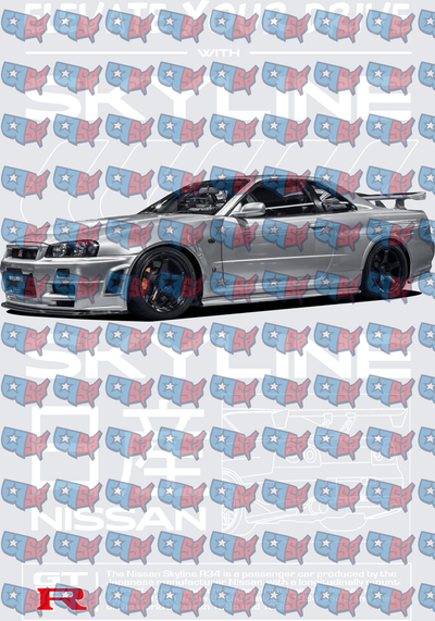 Nissan Skyline R34 GT-R Silver JDM Legend (DTF)