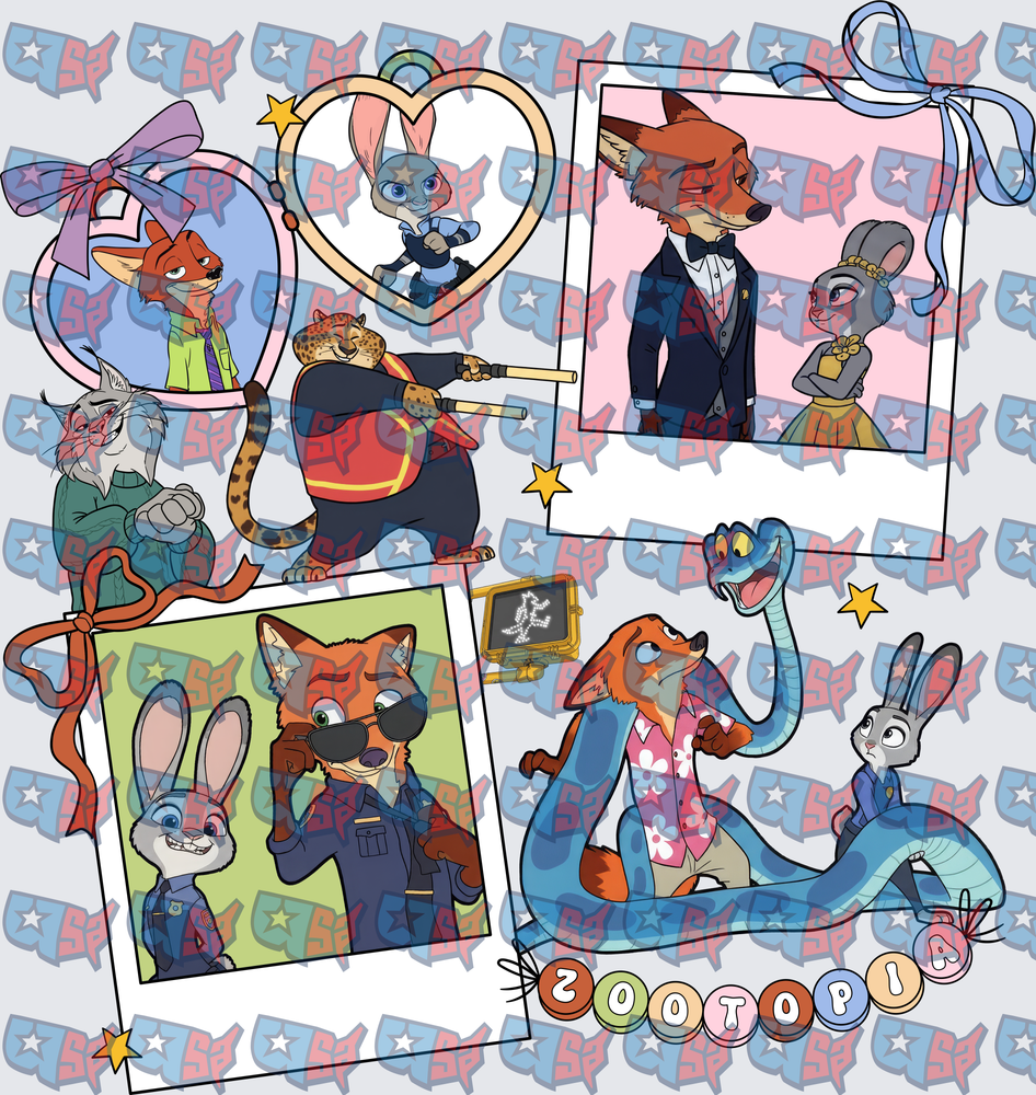 Zootopia Characters Polaroid Collage Fan Art (DTF)