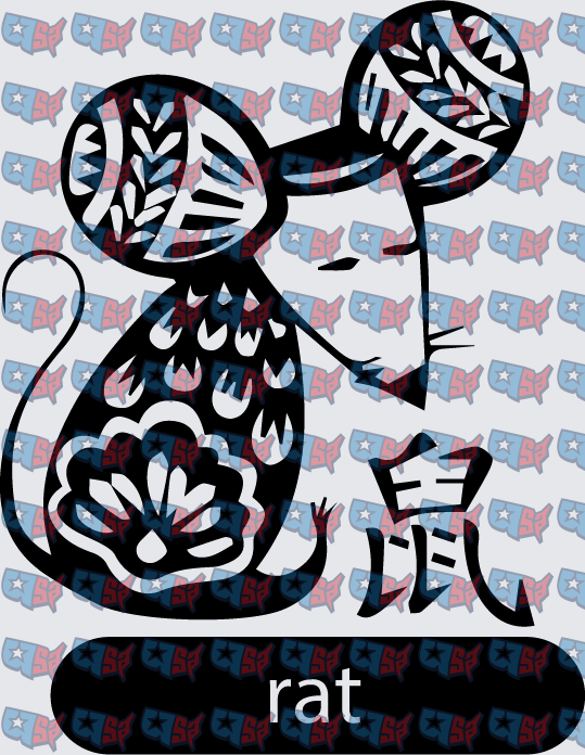Chinese Zodiac Rat Papercut Style Design (DTF)