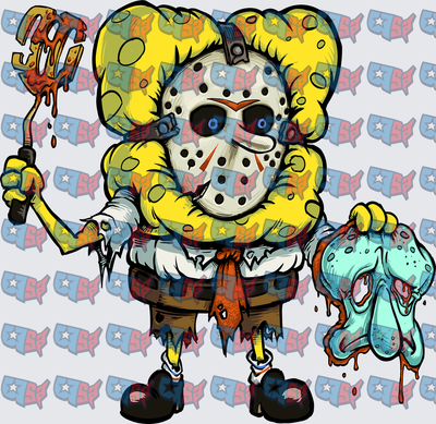 Horror Masked Yellow Sponge Villain Bloody Gore (DTF)