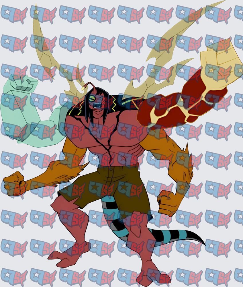 Four-Armed Red Demon Warrior With Horns And Tail (DTF)