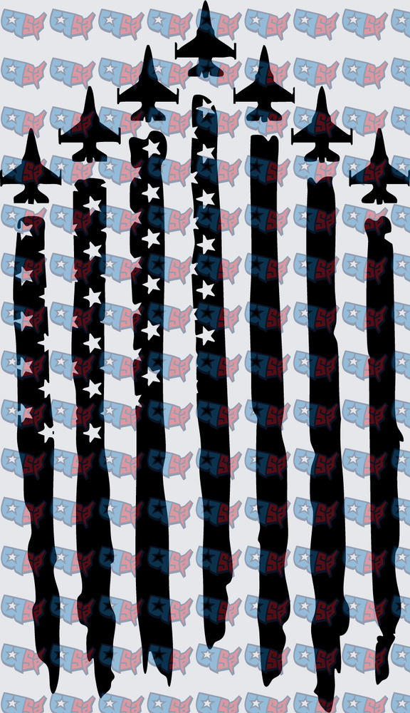 Military Jets American Flag Vertical Stripes Stars (DTF)