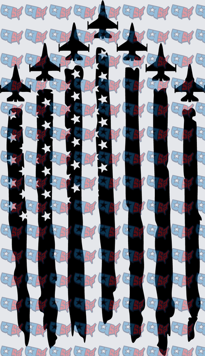 Military Jets American Flag Vertical Stripes Stars (DTF)