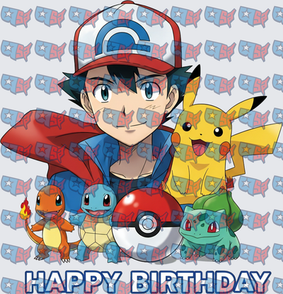 Ash Ketchum Starter Pokemon Happy Birthday (DTF)