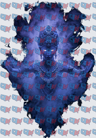 Mystical Blue Goddess With Glowing Eyes (DTF)