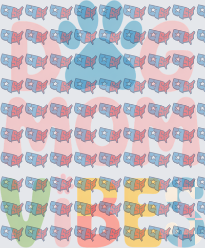 Dog Mom Vibes Paw Print Patriotic USA (DTF)