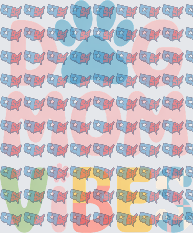 Dog Mom Vibes Paw Print Patriotic USA (DTF)