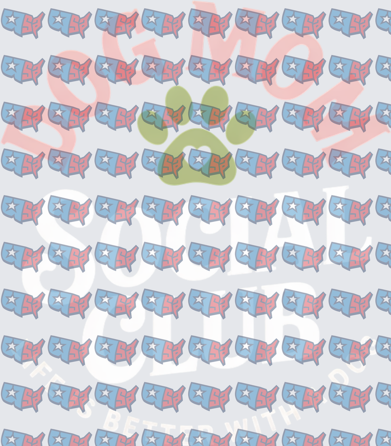 Patriotic USA Map Paw Print Social Club Pattern (DTF)