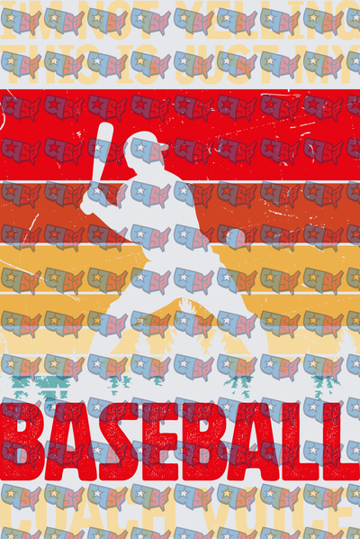 Retro Stripe Baseball Batter Silhouette (DTF)