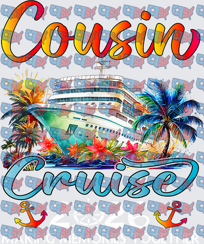 Cousin Cruise Tropical Ship Palm Trees Anchors (DTF)