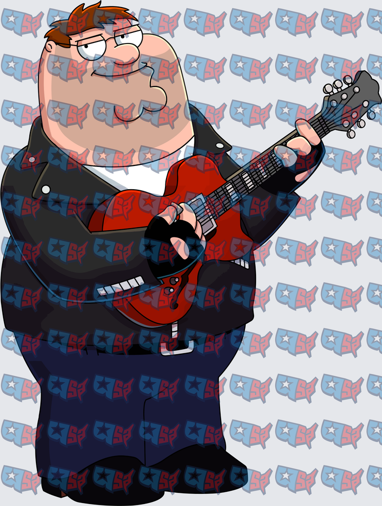 Chunky Cartoon Dad Rocking Electric Guitar (DTF)