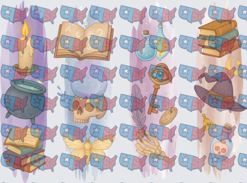 Witchy Magic Spell Icons Clipart Sheet (DTF)