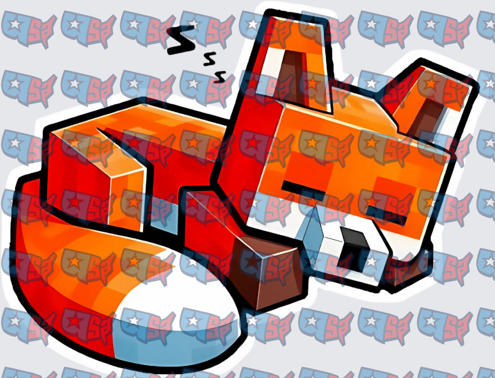 Sleeping Blocky Pixel Fox Cartoon (DTF)