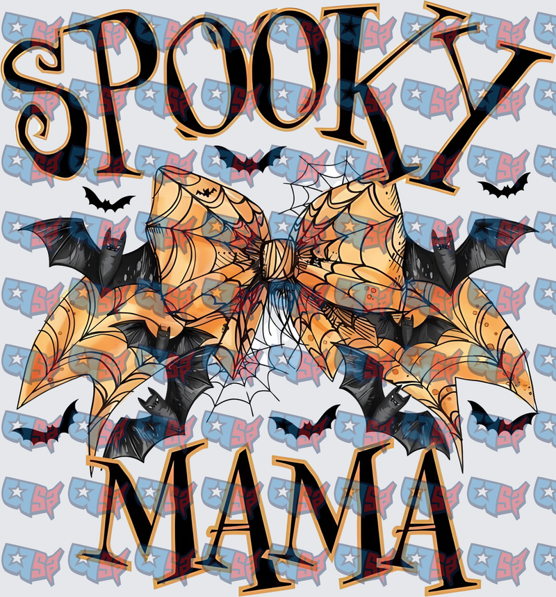 Spooky Mama Halloween Bow Bats Spider Web (DTF)