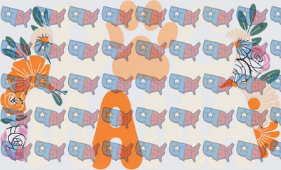 Orange Paw Print Letter A Floral USA Map Pattern (DTF)