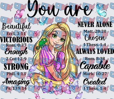 Rapunzel Inspirational Bible Verse Butterfly Design (DTF)