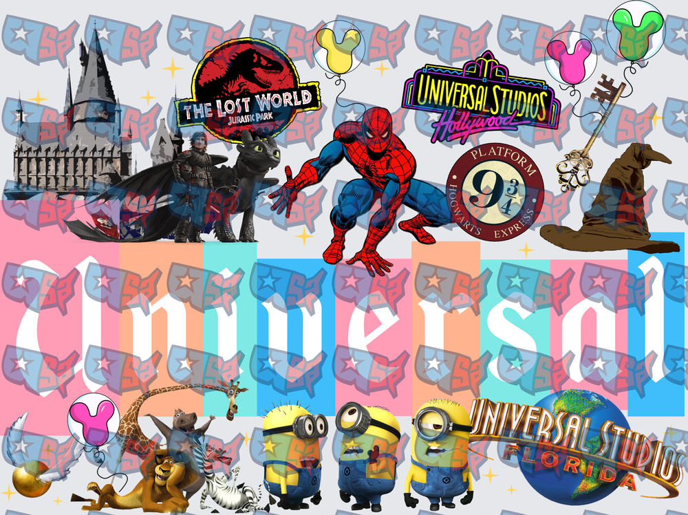 Universal Studios Theme Park Icons Collage Bundle (DTF)