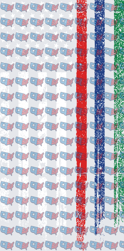 Patriotic USA Map Pattern Red Blue Green Stripes (DTF)