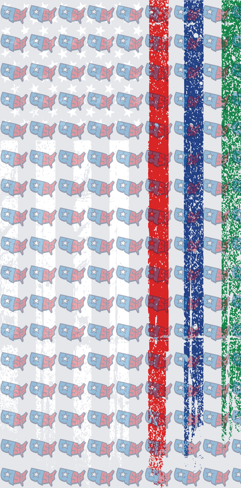 Patriotic USA Map Pattern Red Blue Green Stripes (DTF)