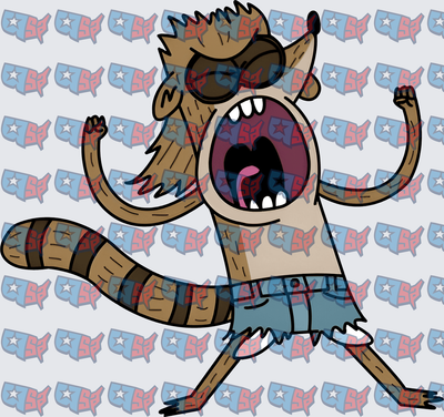 Angry Screaming Raccoon Fists Raised Cartoon (DTF)