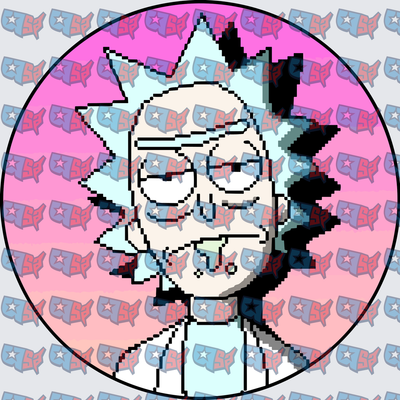 Pixel Art Mad Scientist Circle Badge (DTF)