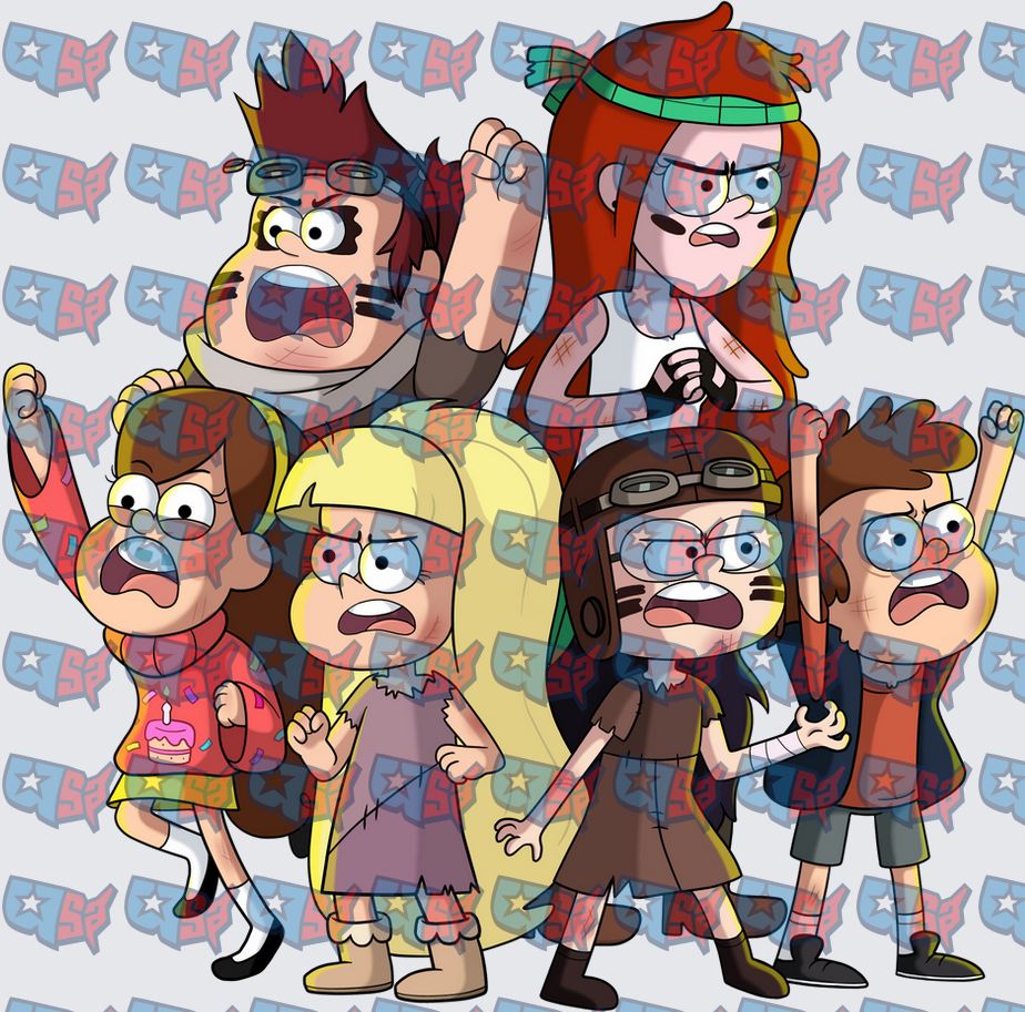 Gravity Falls Mystery Shack Gang Battle Ready (DTF)